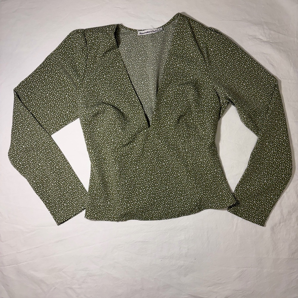 Abercrombie & Fitch Olive Dotted Blouse
